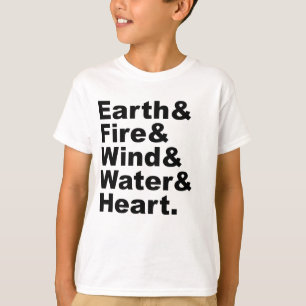 Camiseta Cinco Elementos   Tierra Fuego Viento Agua y Coraz