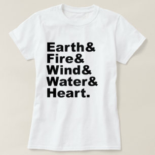 Camiseta Cinco Elementos   Tierra Fuego Viento Agua y Coraz