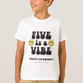 Camiseta Cinco es un Vibe | Boys Happy Face 5º cumpleaños