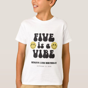 Camiseta Cinco es un Vibe   Boys Happy Face 5º cumpleaños