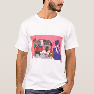 Camiseta Cinco gatos creando arte abstracto sobre lienzo en