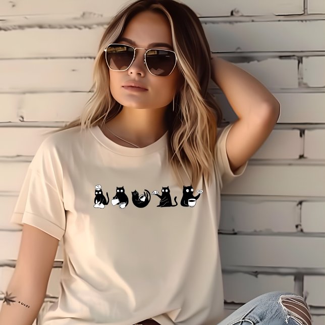 Camiseta Cinco gatos divertidos con estados de ánimo (Subido por el creador)