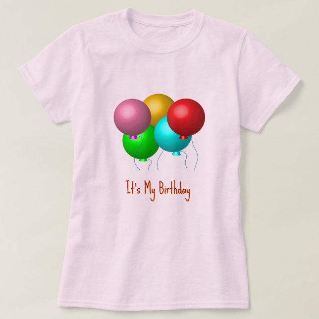 Camiseta Cinco globos de cumpleaños Es mi cumpleaños Person (Diseño del anverso)