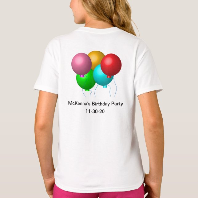 Camiseta Cinco globos de cumpleaños personalizados con fech (Reverso)