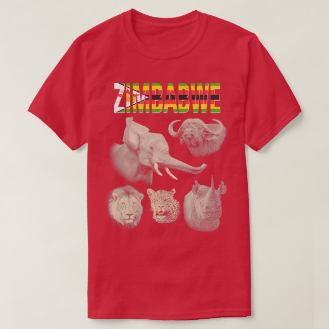 Camiseta Cinco grandes safari de Zimbabue (Diseño del anverso)