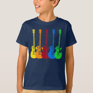 Camiseta Cinco guitarras eléctricas coloridas