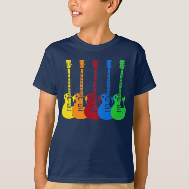 Camiseta Cinco Guitars eléctricos coloridos  (Anverso)