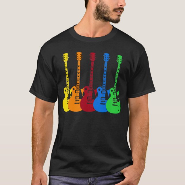 Camiseta Cinco Guitars eléctricos coloridos  (Anverso)