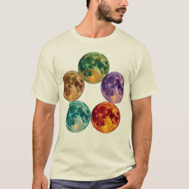 Camiseta Cinco Lunas Coloridas - Astronomía Surrealista Vin