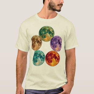 Camiseta Cinco Lunas Coloridas - Astronomía Surrealista Vin