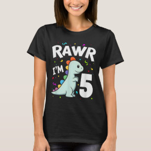 Camiseta Cinco Rawr Im Dinosaurio T-rex De 5 Años 5º Nacimi