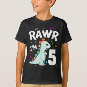 Camiseta Cinco Rawr Im Dinosaurio T-rex De 5 Años 5º Nacimi