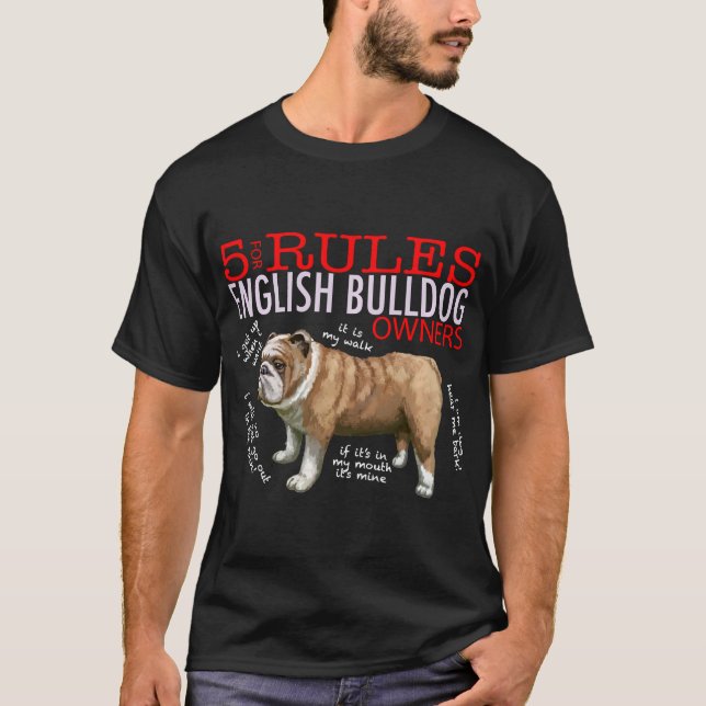 Camiseta Cinco reglas para los propietarios de bulldoges in (Anverso)