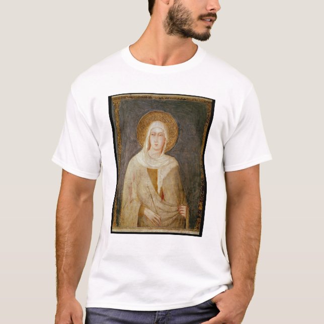 Camiseta Cinco santos, detalle de St. Clare (Anverso)