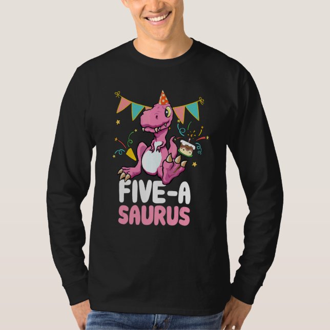 Camiseta Cinco Saurus Dinosaur Cute Kiddo Rex (Anverso)