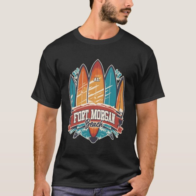 Camiseta Cinco tablas de surf Fort Morgan Beach Al (Anverso)