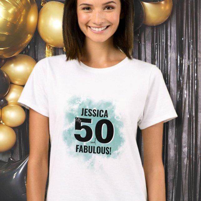 Camiseta Cincuenta Fabulosos 50 Cumpleaños (Modern Fifty Fabulous 50th Birthday T-Shirt)