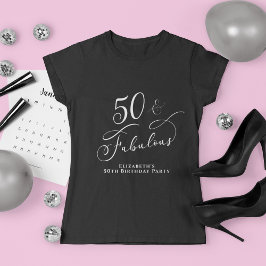 Camiseta Cincuenta fabulosos 50 cumpleaños fiesta negro