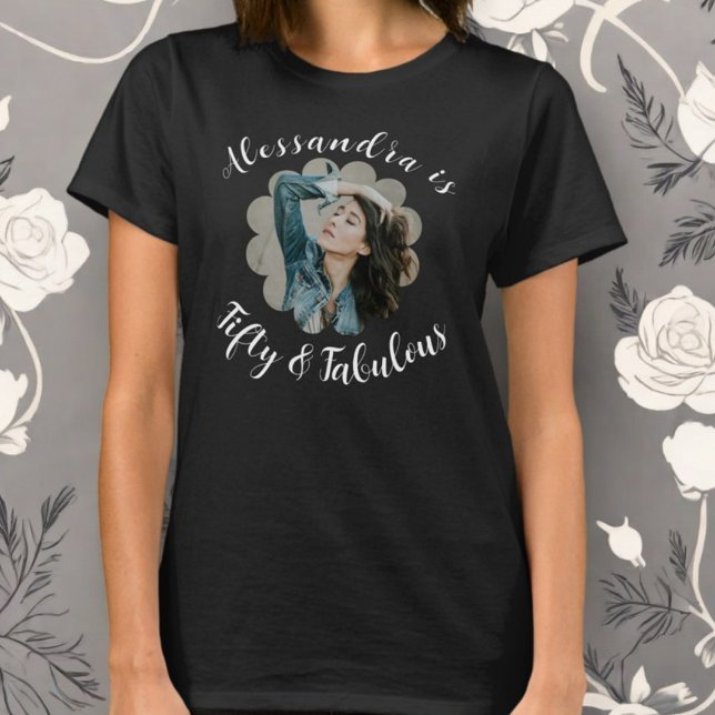 Camiseta Cincuenta y fabulosa caligrafía fotográfica monogr (Subido por el creador)