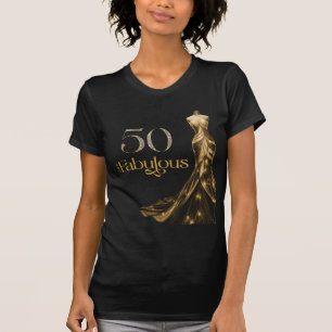 Camiseta Cincuenta y Fabuloso Vestido Dorado Negro Cumpleañ