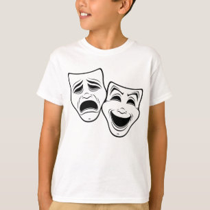 Camiseta Cine De Comedia Y Tragedia Enmascara Línea Negra