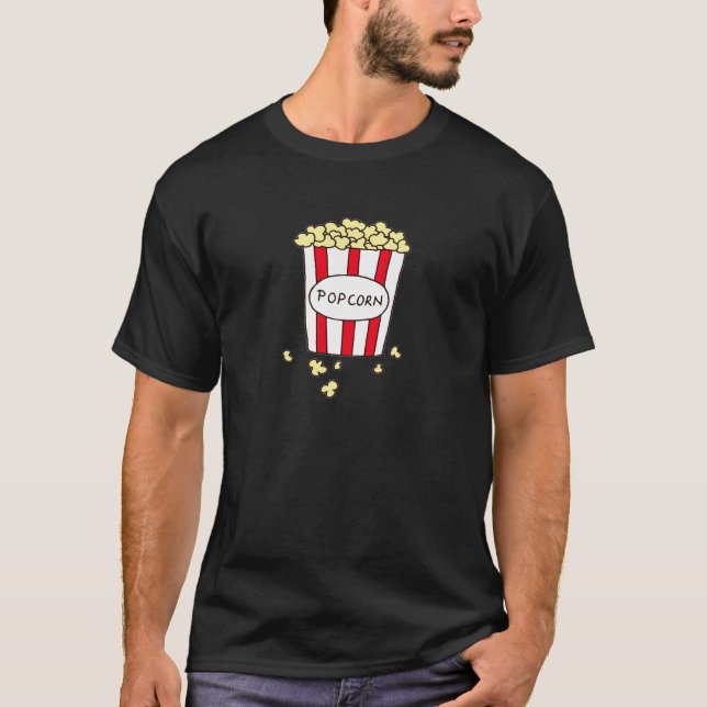 Camiseta Cine divertido palomitas de maíz en cubo blanco ro (Anverso)