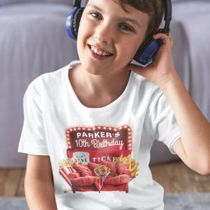 Camiseta Cine nocturno Cumpleaños Personalizado Red Sofa
