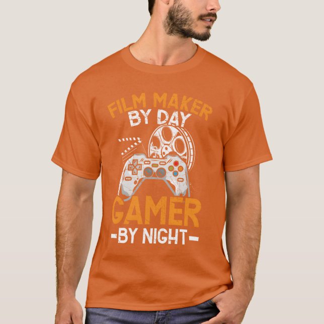 Camiseta Cineasta Por Día Gamer Por Noche Cineñero Gaming (Anverso)