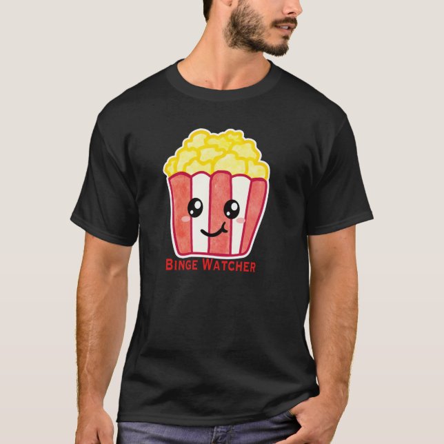 Camiseta Cinema Popcorn with Quote Binge Watcher (Anverso)
