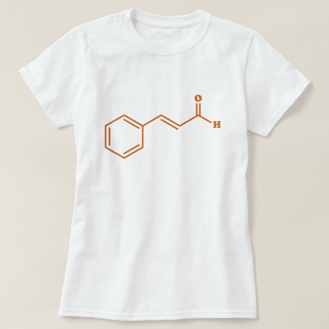 Camiseta Cinnamaldehído Fórmula química molecular (Diseño del anverso)