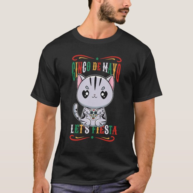 Camiseta Cínqo De Mayo, un gato corto estadounidense (Anverso)