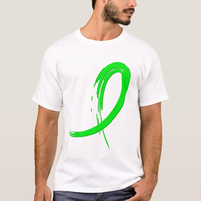 Camiseta Cinta A4 de la verde lima del linfoma Non-Hodgkin (Anverso)