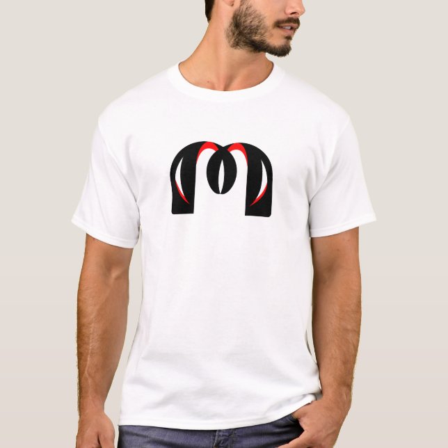 Camiseta Cinta abstracta monograma M acentos rojos (Anverso)