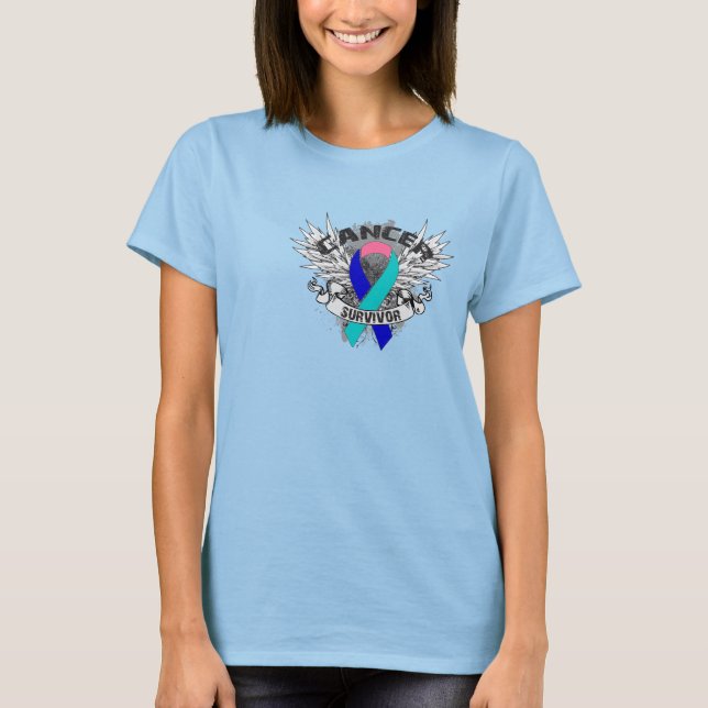 Camiseta Cinta Amarga Grunge Sobreviviente de Cáncer Tiroid (Anverso)