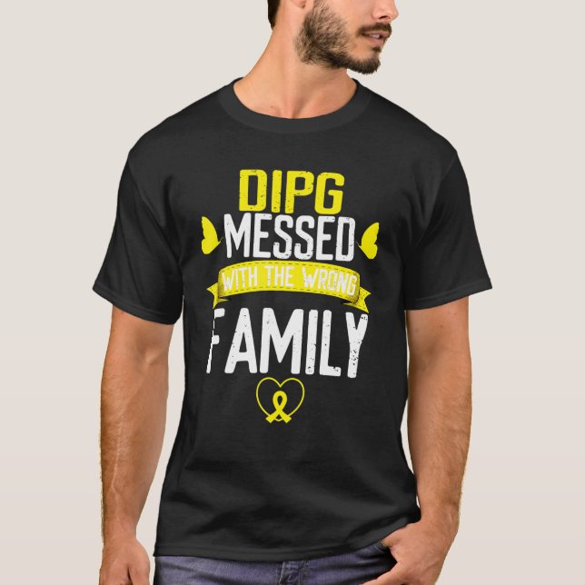 Camiseta Cinta amarilla de la familia equivocada DIPG Cánce (Anverso)