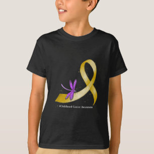 Camiseta Cinta Amarilla Hippie Libélula Conciencia del Cánc