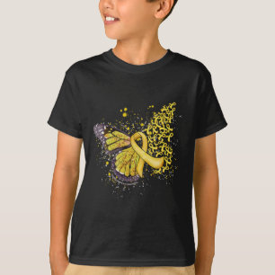 Camiseta Cinta Amarilla Mariposa Goteante Cáncer Infantil