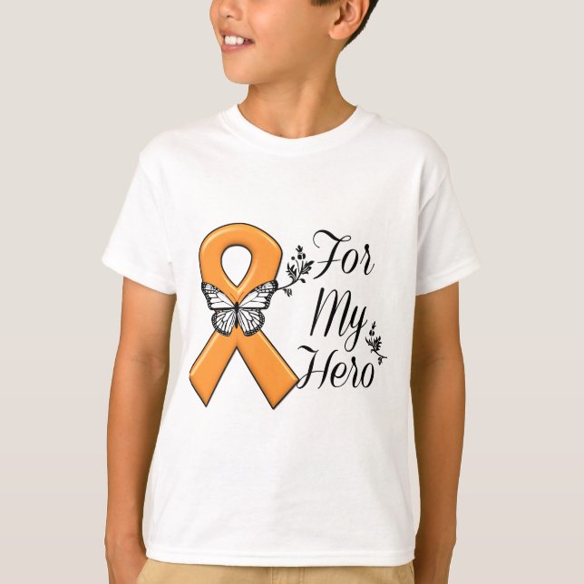 Camiseta Cinta anaranjada de la conciencia para mi héroe (Anverso)