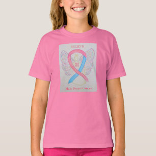 Camiseta Cinta áncer de mama masculina Cinta de sensibiliza