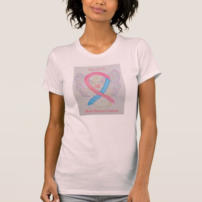 Camiseta Cinta áncer de mama masculina Cinta de sensibiliza (Anverso)