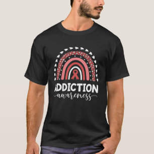 Camiseta Cinta arcoiris roja de apoyo a la adicción