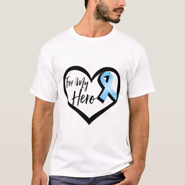 Camiseta Cinta azul clara de la conciencia para mi héroe (Anverso)