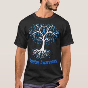 Camiseta Cinta azul de árbol Diabetes Sensibilización de lo