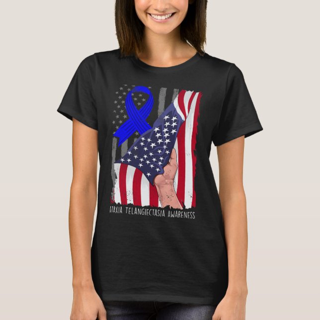 Camiseta Cinta azul de la bandera americana de concienciaci (Anverso)