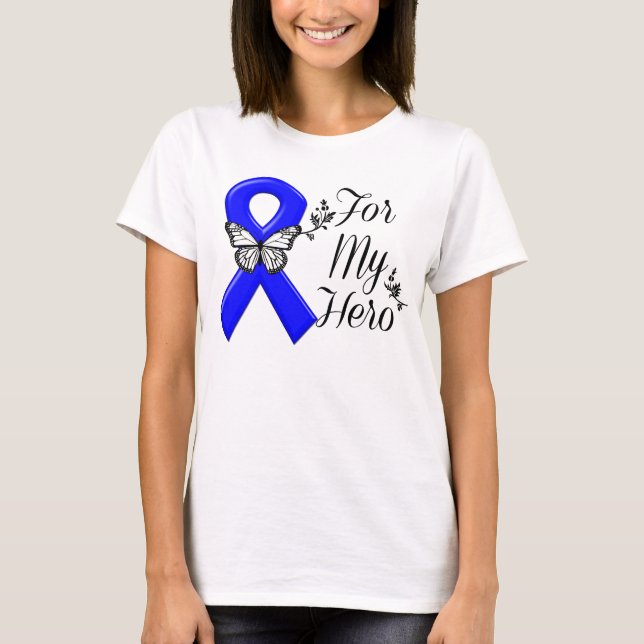 Camiseta Cinta azul de la conciencia para mi héroe (Anverso)