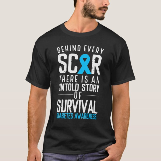 Camiseta Cinta azul detrás de cada sobreviviente de cicatri (Anverso)