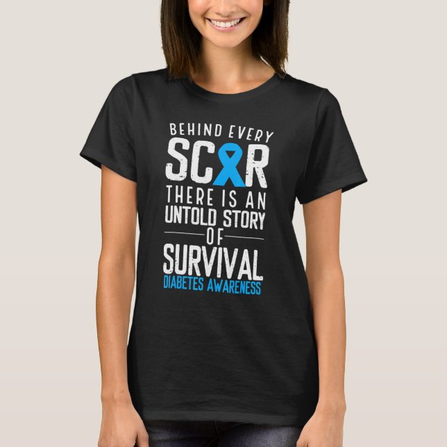 Camiseta Cinta Azul Detrás de Cada Superviviente de Cicatri (Anverso)