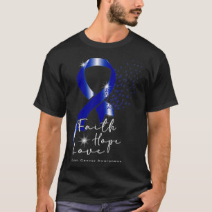 Camiseta Cinta azul Faith Hope Love Colon Cancer Awareness