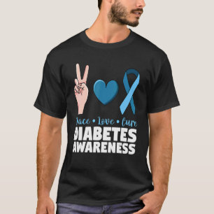 Camiseta Cinta azul para la paz diabética para la cura de l