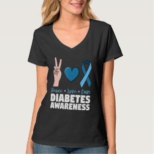 Camiseta Cinta azul para la paz diabética para la cura de l